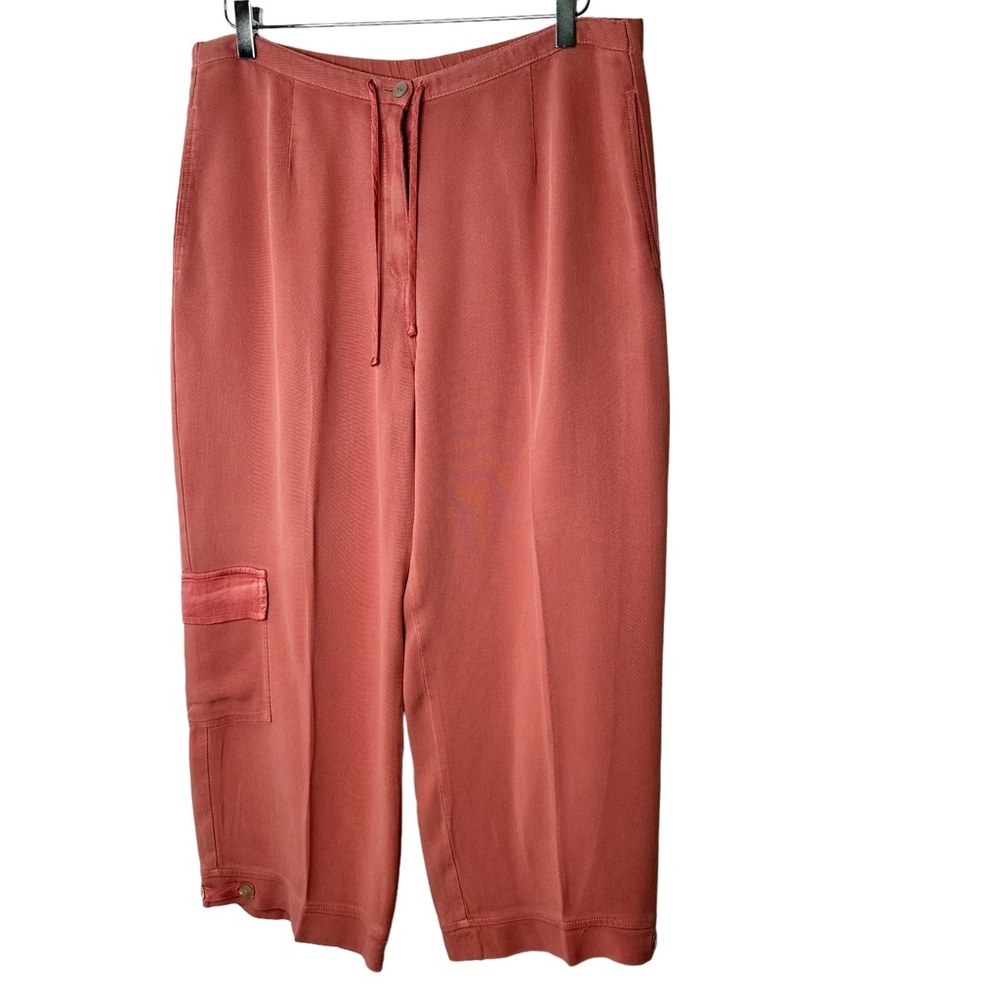J. Jill Wide Leg Cropped Ankle Drawstring Cargo Tencel Pants Medium Petite MP